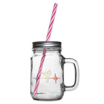 Yoga Heartbeat Retro Look - Glass jar with handle and screw cap - clear - Right