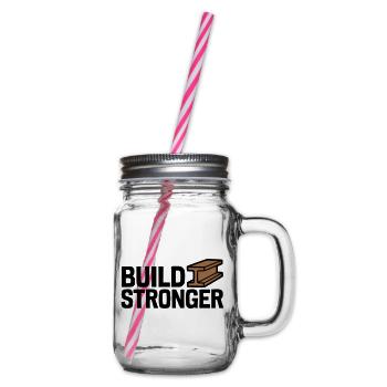 Build Stronger Logo - Henkelglas mit Schraubdeckel - Klar - Rechts