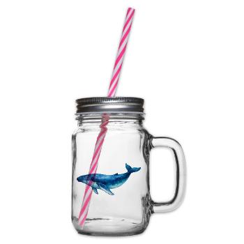 Aquarelle de la baleine d’eau bleue - Bocal à boisson - transparent - Droite