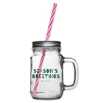 Season’s Greetings and So On – Weihnachtsdesign - Henkelglas mit Schraubdeckel - Klar - Rechts