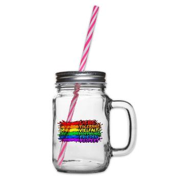 Regenbogenfrieden Liebe Vielfalt - Henkelglas mit Schraubdeckel - Klar - Rechts