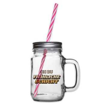 Oh du fröhliche Schicht - Weihnachten Retro - Henkelglas mit Schraubdeckel - Klar - Rechts