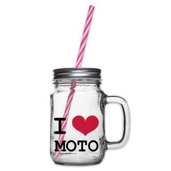 I Love Motorcycles! - Glass jar with handle and screw cap - clear - Right