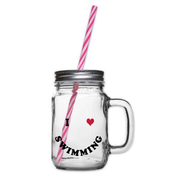 Schwimmen - I love Swimming - Glass jar with handle and screw cap - clear - Right
