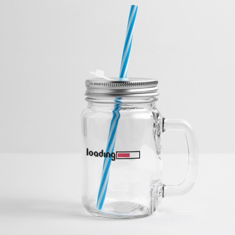 loading 8 bit pixel retro old games computer load Glass jar with handle and screw cap