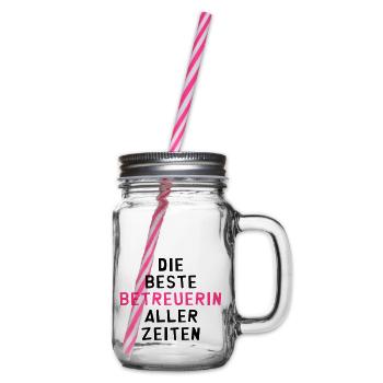 Betreuer Betreuerin Gruppenleiter Kind Gastgeber - Henkelglas mit Schraubdeckel - Klar - Rechts