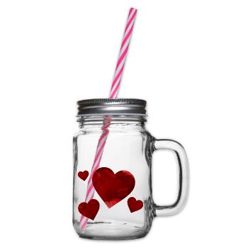 Beautiful dark hearts - Glass jar with handle and screw cap - clear - Right