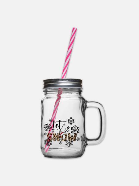 Let it snow! Weihnachten mit Leopard Design - Henkelglas mit Schraubdeckel - Klar