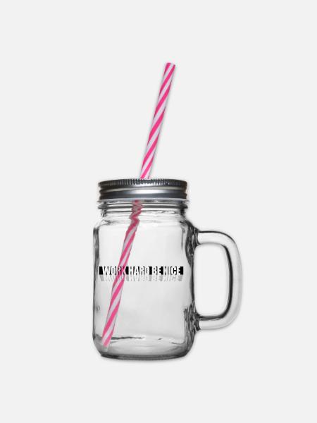 Work Hard Nice - Henkelglas mit Schraubdeckel - Klar