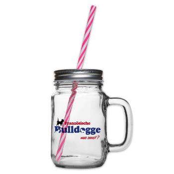 Französische Bulldogge Logo - Henkelglas mit Schraubdeckel - Klar - Rechts