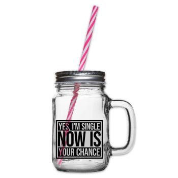 single now your chance - Henkelglas mit Schraubdeckel - Klar - Rechts