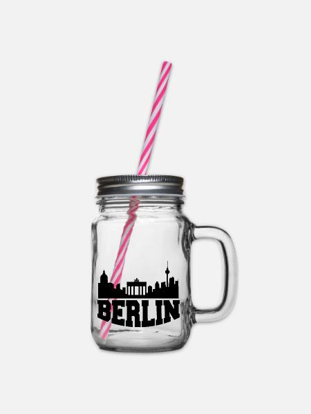 Berlin Design/ Stadt Design - Henkelglas mit Schraubdeckel - Klar