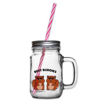 hamster best buddies - Henkelglas mit Schraubdeckel - Klar - Rechts