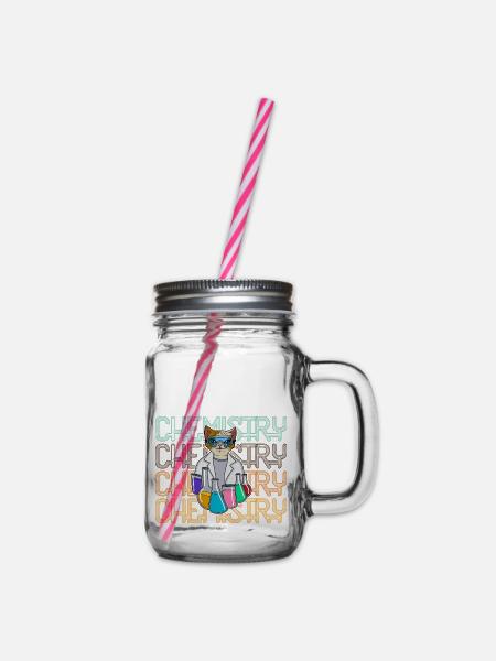 Katze Chemie Chemistry beaker flask Retro - Henkelglas mit Schraubdeckel - Klar