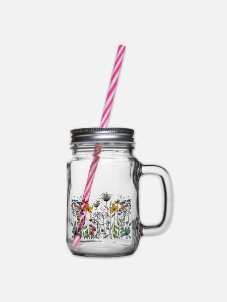 Blumen - Henkelglas mit Schraubdeckel - Klar