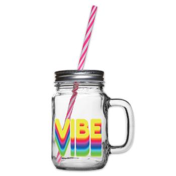 Nur gute Vibes - retro style - Henkelglas mit Schraubdeckel - Klar - Rechts
