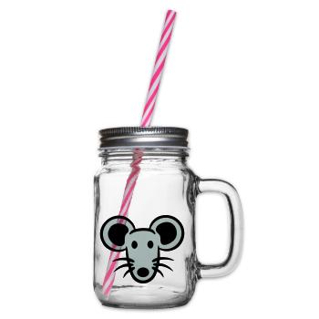Maus Mäuschen Süße Kleine Ratte Nager Freundlich - Henkelglas mit Schraubdeckel - Klar - Rechts