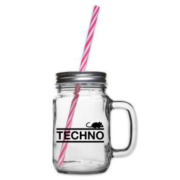 ★ design colors changeable ★ Technomaus (mouse) - Glass jar with handle and screw cap - clear - Right