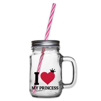 I love my Princess - Glass jar with handle and screw cap - clear - Right