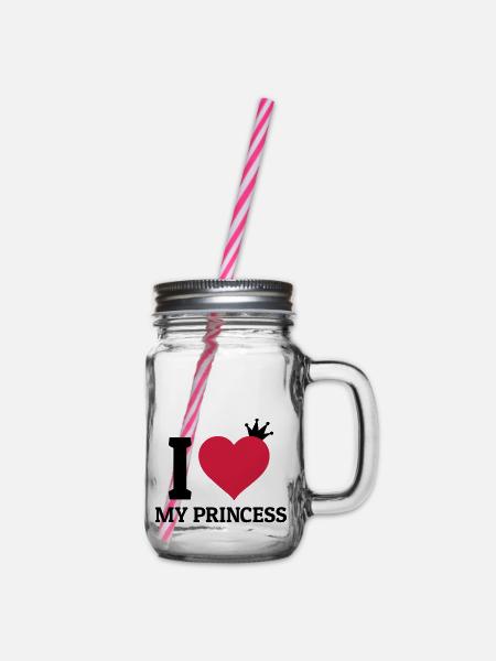 I love my Princess - Henkelglas mit Schraubdeckel - Klar