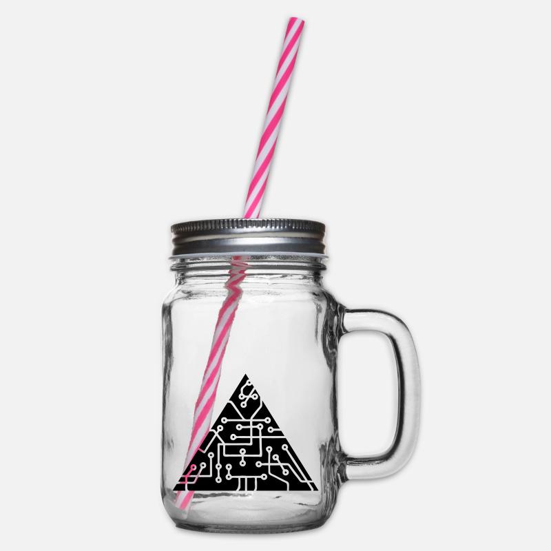 triangular shape microchip technology cool design - Glass jar with handle and screw cap - clear
