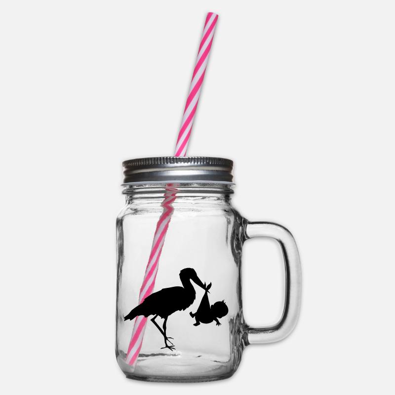 Bébé et cigogne - Bocal à boisson - transparent