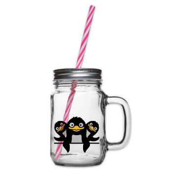 Drôles de pingouins 3 amis - Bocal à boisson - transparent - Droite