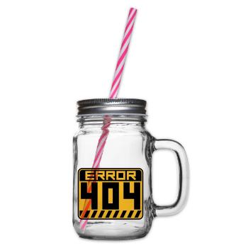 Error 404 Shield Warning - Glass jar with handle and screw cap - clear - Right