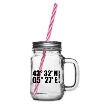 Aix-en-Provence coordinates - Glass jar with handle and screw cap - clear - Right