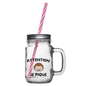 Attention je pique - hérisson mignon -idée cadeau - Bocal à boisson - transparent - Droite