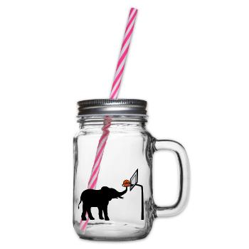 Basketball-playing elephant silhouette - Glass jar with handle and screw cap - clear - Right
