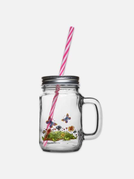 Schmetterlinge - Henkelglas mit Schraubdeckel - Klar