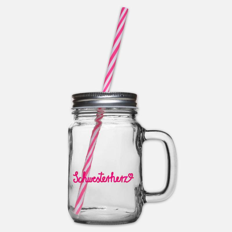 Schwesterherz - Geschenk mit Herz - Henkelglas mit Schraubdeckel - Klar