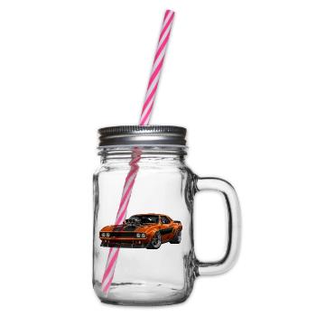 Orange Muscle Car mit Blower - Henkelglas mit Schraubdeckel - Klar - Rechts