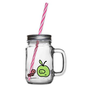Apfel + Wurm 3 - Henkelglas mit Schraubdeckel - Klar - Rechts