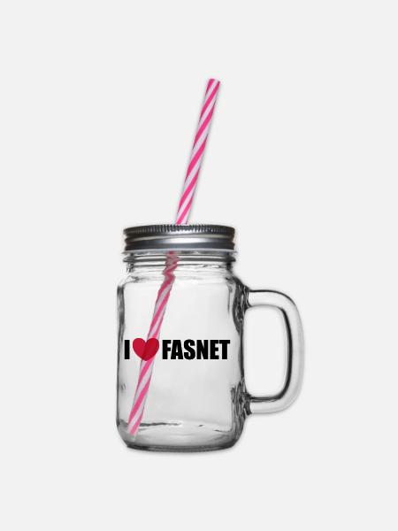 I love Fasnet - Henkelglas mit Schraubdeckel - Klar