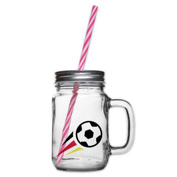 Fußball mit Streifen Deutschland - Henkelglas mit Schraubdeckel - Klar - Rechts