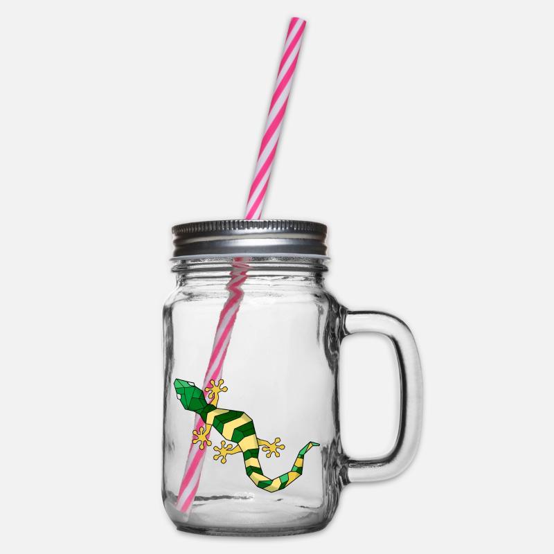 Geometrisch Eidechse - Henkelglas mit Schraubdeckel - Klar