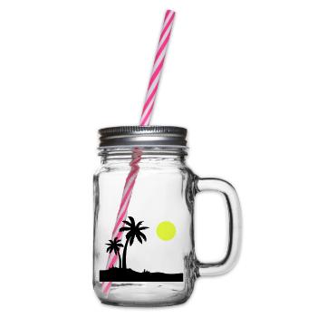 Palmen Insel - Henkelglas mit Schraubdeckel - Klar - Rechts