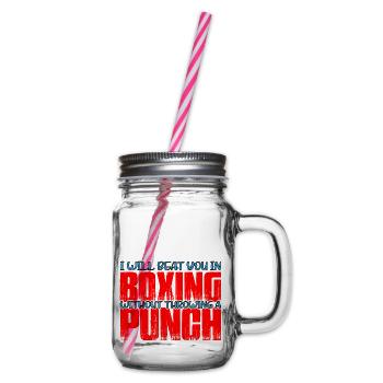 Will Beat You In Boxing Without Throwing A Punch 4 - Glass jar with handle and screw cap - clear - Right