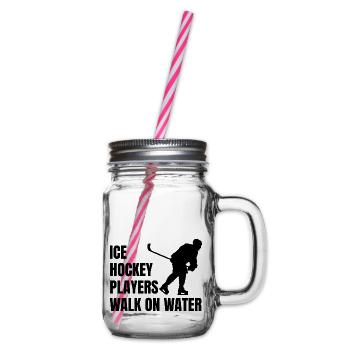 Ice hockey players Ice hockey fan ice hockey team - Glass jar with handle and screw cap - clear - Right