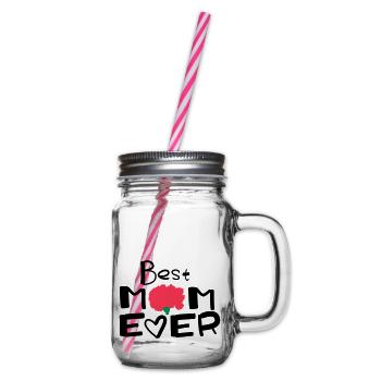 Happy Mothers Day lettering 2 - Glass jar with handle and screw cap - clear - Right