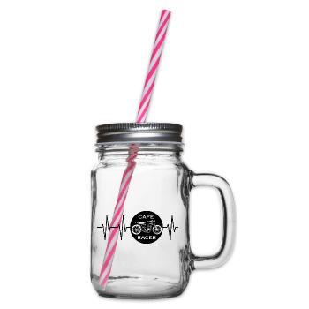 café racer symbol pulse motorcycle biker caferacer - Glass jar with handle and screw cap - clear - Right