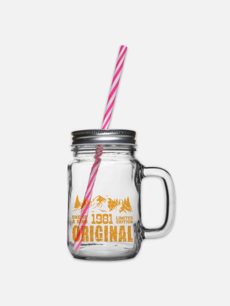 Geburtstagsgeschenk 1981 - 1981 - Henkelglas mit Schraubdeckel - Klar