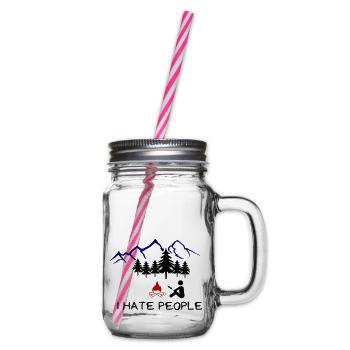 i hate people 002 - Glass jar with handle and screw cap - clear - Right