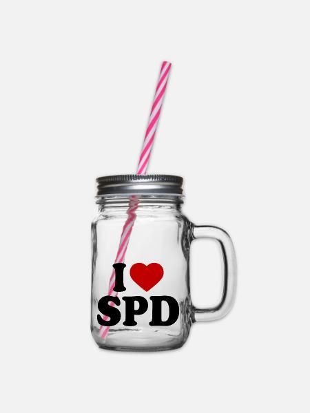 I love spd - Henkelglas mit Schraubdeckel - Klar