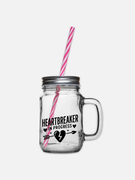 Herzensbrecher in Arbeit - Henkelglas mit Schraubdeckel - Klar