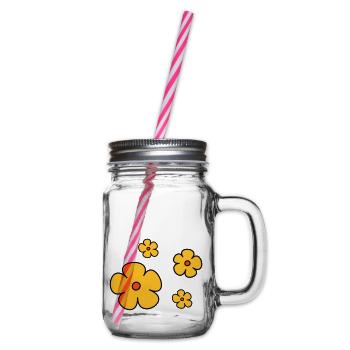 Blumen dreifarbig - Henkelglas mit Schraubdeckel - Klar - Rechts