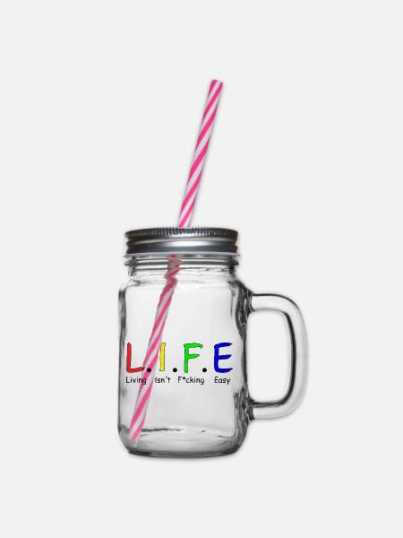 Life - Henkelglas mit Schraubdeckel - Klar