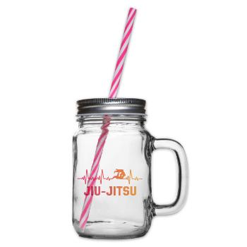 Jiu Jitsu Herzschlag T-Shirt Jiu-Jitsu - Henkelglas mit Schraubdeckel - Klar - Rechts